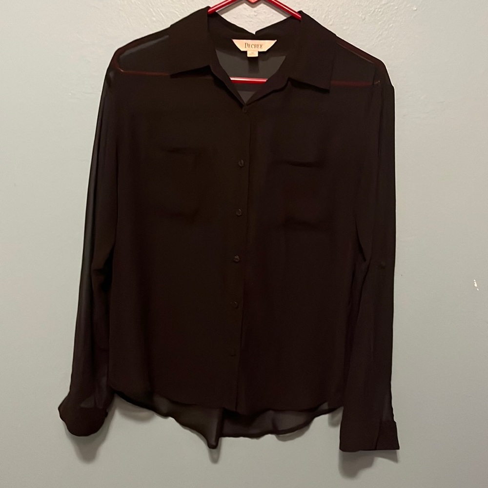 DECREE M Black Long Sleeve Blouse